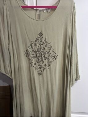 Umgee Sage Green Embroidered Mini Dress